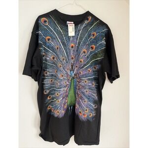 Trinity Products Peacock T Shirt Womens XL Black Single Stitch 1994 Vintage NOS